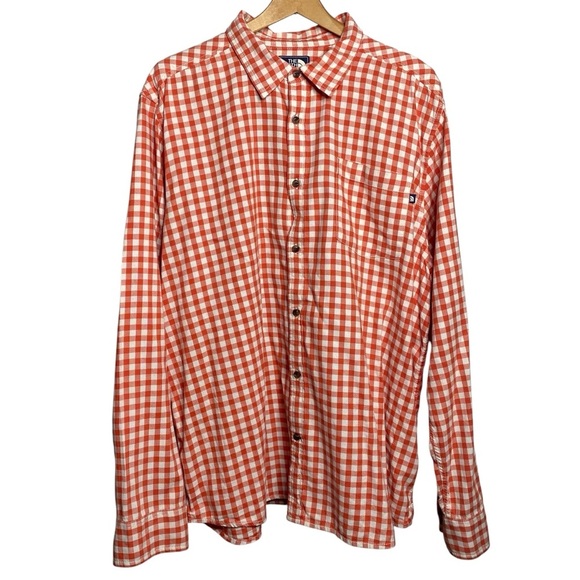 The Northface Vintage Orange and white COTTON durable button down shirt SZ-XXL - Picture 1 of 8